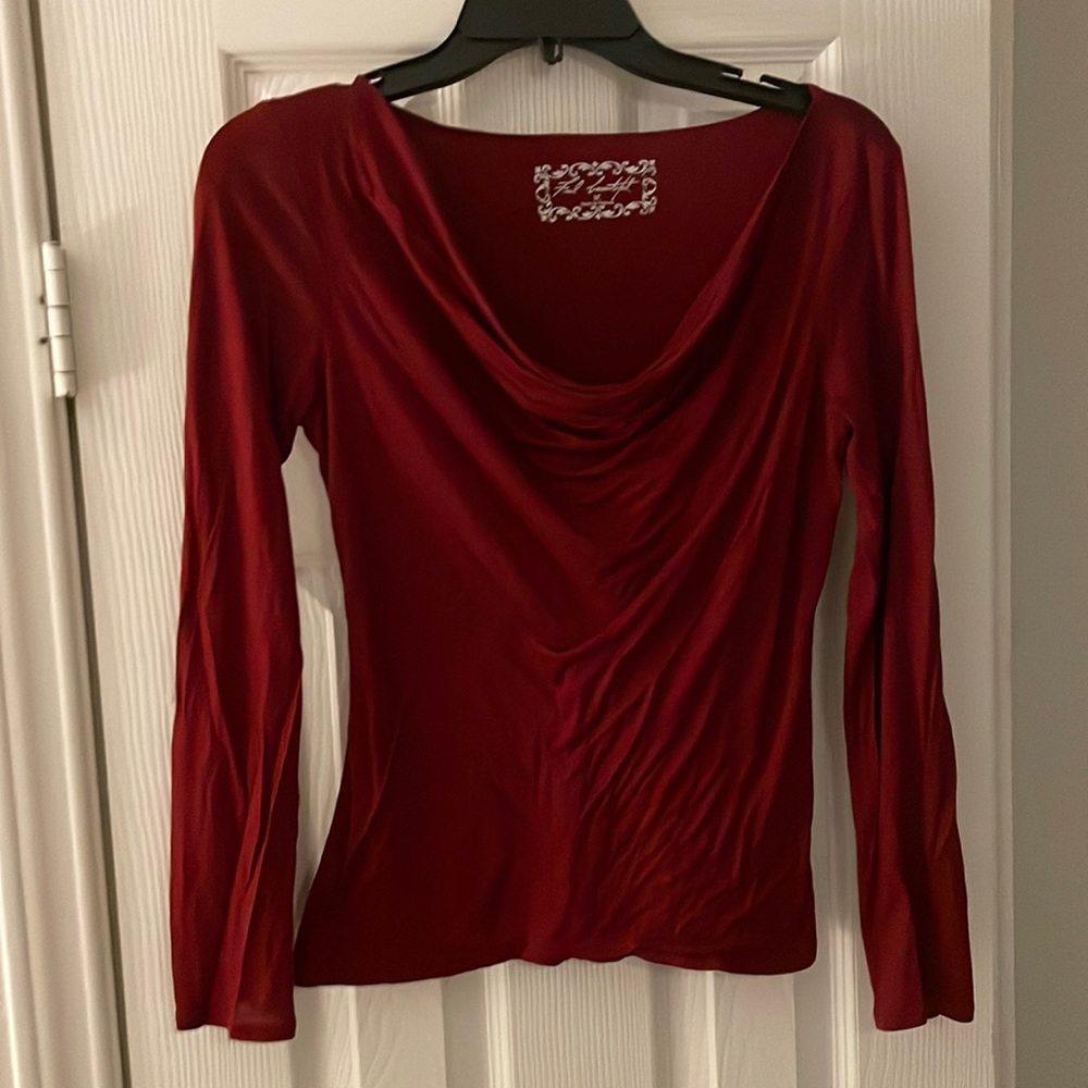 Women Long Sleeve Drape Neck Tee